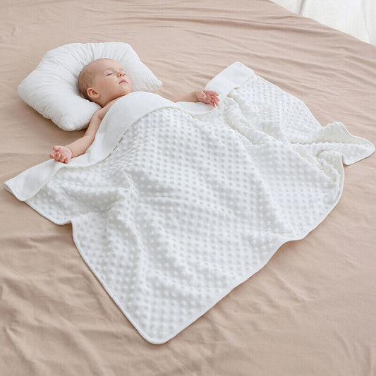 White Soft Warm Fleece Baby Blanket Throw: Cozy Swaddle for Newborn Boys and Girls, Washable