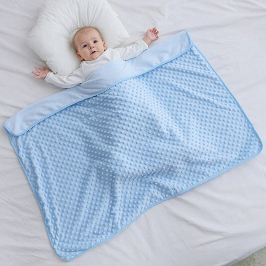 Blue Soft Warm Fleece Baby Blanket Throw: Cozy Swaddle for Newborn Boys and Girls, Washable