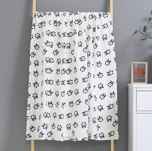 Baby Blush Panda Muslin Wrap – 120x110cm | Premium Cotton Wrap
